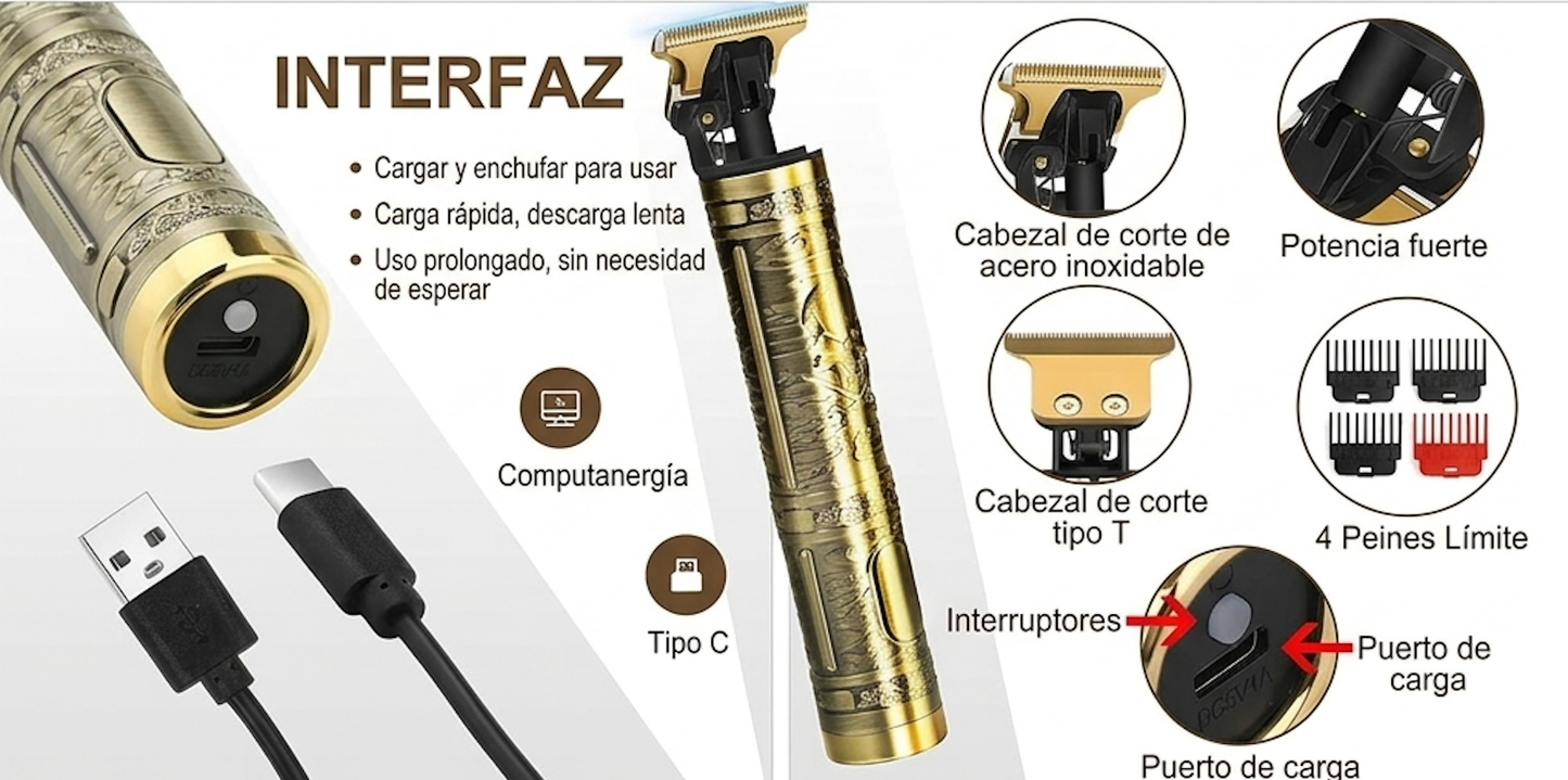 💈 Cortadora y Recortadora de Barba Profesional – ⚡ Potente, 🎯 Precisa y 🤫 Silenciosa